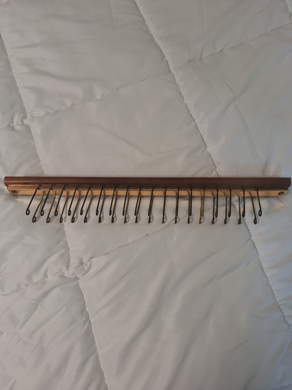 MCM Wooden Multi-Hook Wall Organizer in Brown and Gold-Tone